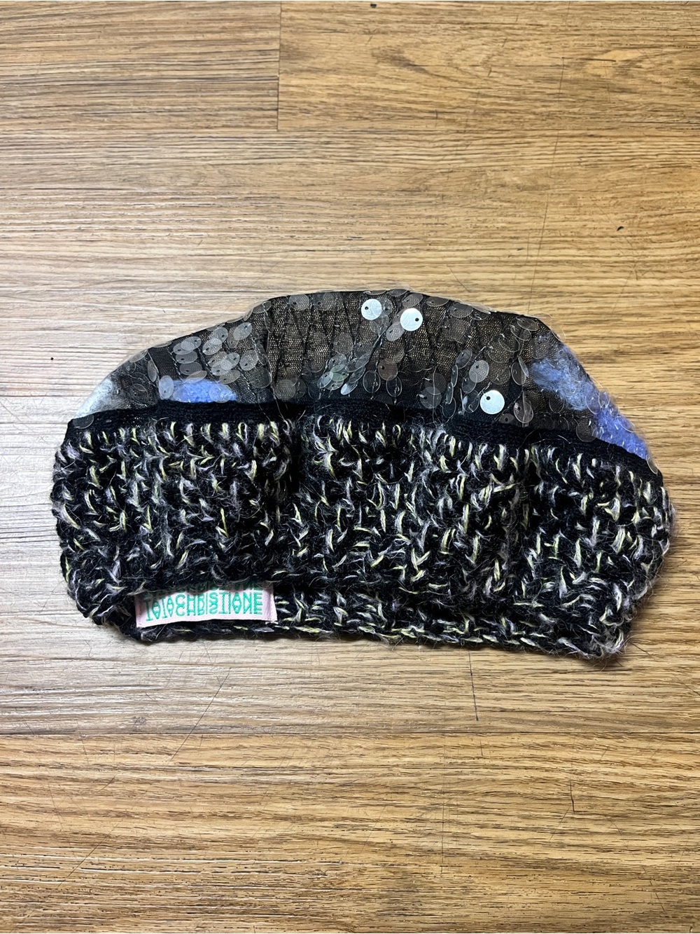 Tata Christiane Rare Y2K Vintage Style Sequin Knit French Beret Hat Disco Glam - Picture 5 of 8